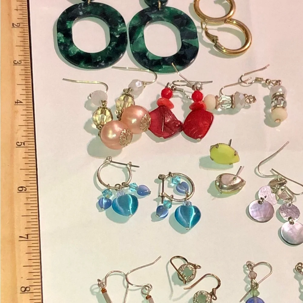 Assorted Women's Fashion Earrings - Multicolor Set 11 pair most hooks sterling